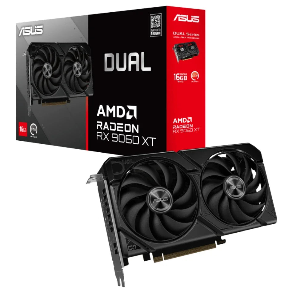 ASUS Dual Radeon RX 9060 XT Video Graphics Card, 16GB GDDR6, PCI Express 5.0, 2.5 Slot, DUAL-RX9060XT-16G