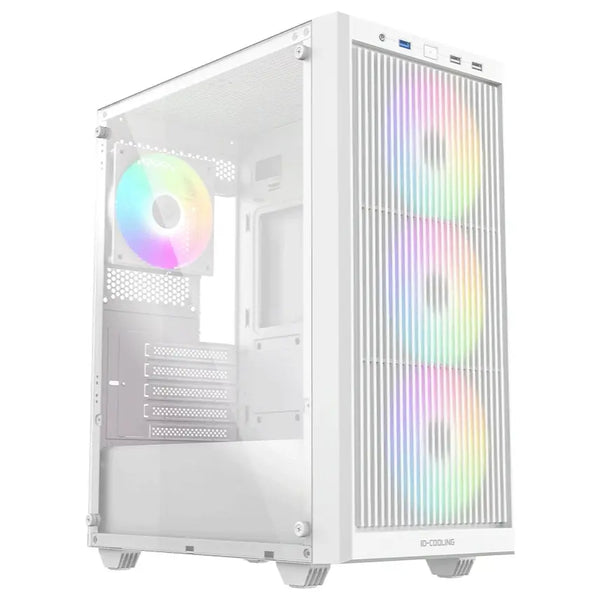 ID-Cooling Ware 310 ARGB White ATX Mid-Tower PC Case, High-Airflow Mesh Front, Tempered Glass Side Panel, 4x120mm ARGB Fans, Up to 360mm Radiator Support, USB Type-C, White