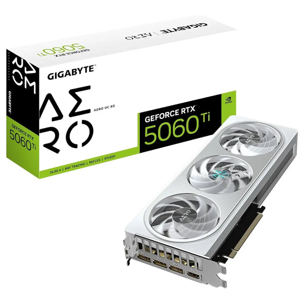 Gigabyte GeForce RTX 5060 Ti AERO OC 8G Graphics Card, 8GB GDDR7 128bit, PCI-E 5.0, 2647MHz Core Clock, 3x DisplayPort and 1x HDMI, GV-N506TAERO OC-8GD