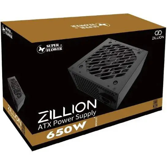 Super Flower Zillion 650W 80 Plus Bronze Power Supply, All Black Flat Cables, DC-DC, 105°C Capacitor